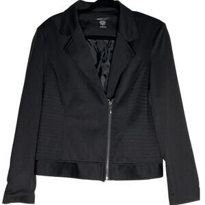 Robert Louis Long Sleeve Full Zip Notch Lapel Moto Jacket Women's Size M Black